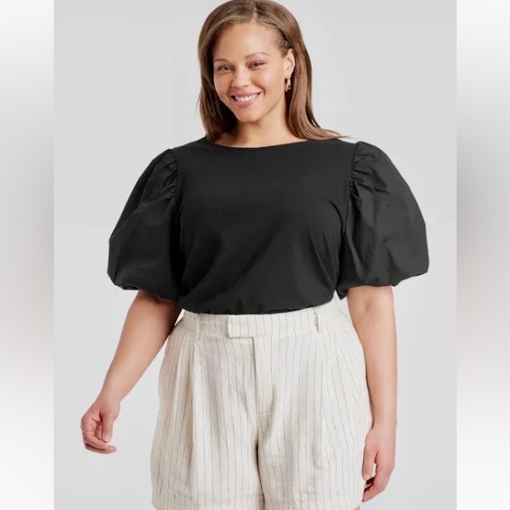 A New Day women’s puff sleeve shirt in black, size large